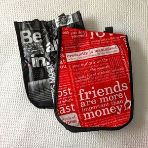 Lululemon Athletica Red and Black Reusable Tote Bags 9x11" Set Of 2